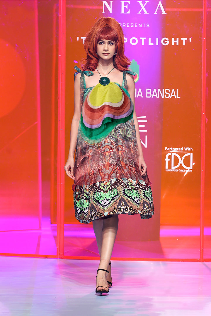 Butterfly Embellished Volume Ball Dress With Printed Organza On Top And 3D Layers-Siddhartha Bansal