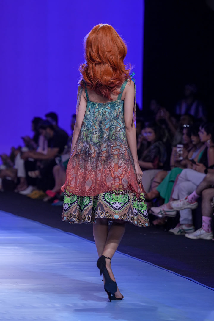 Butterfly Embellished Volume Ball Dress With Printed Organza On Top And 3D Layers-Siddhartha Bansal