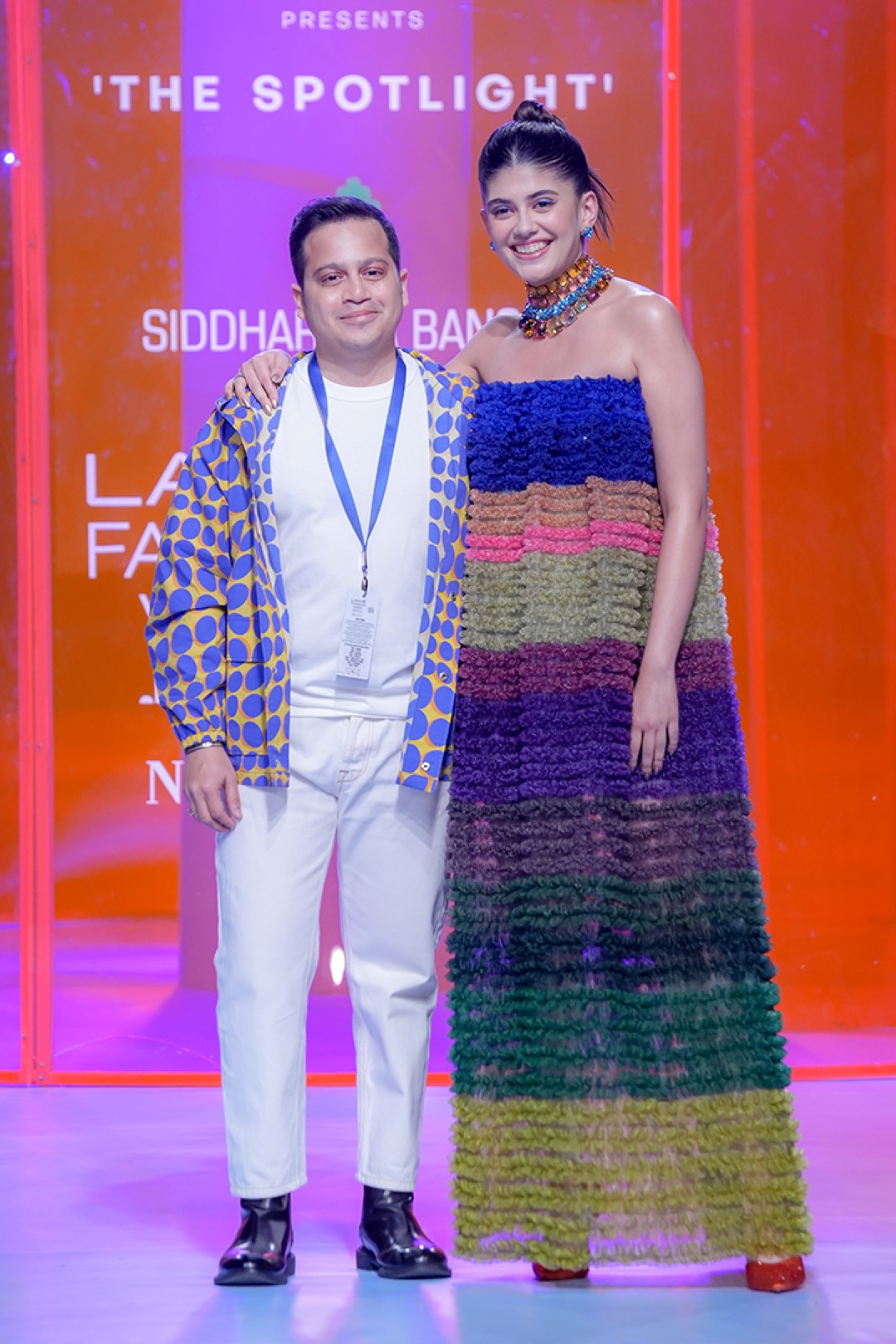 Sanjana Sanghi In Ribbon Embroidery Off Shoulder Dress-Siddhartha Bansal