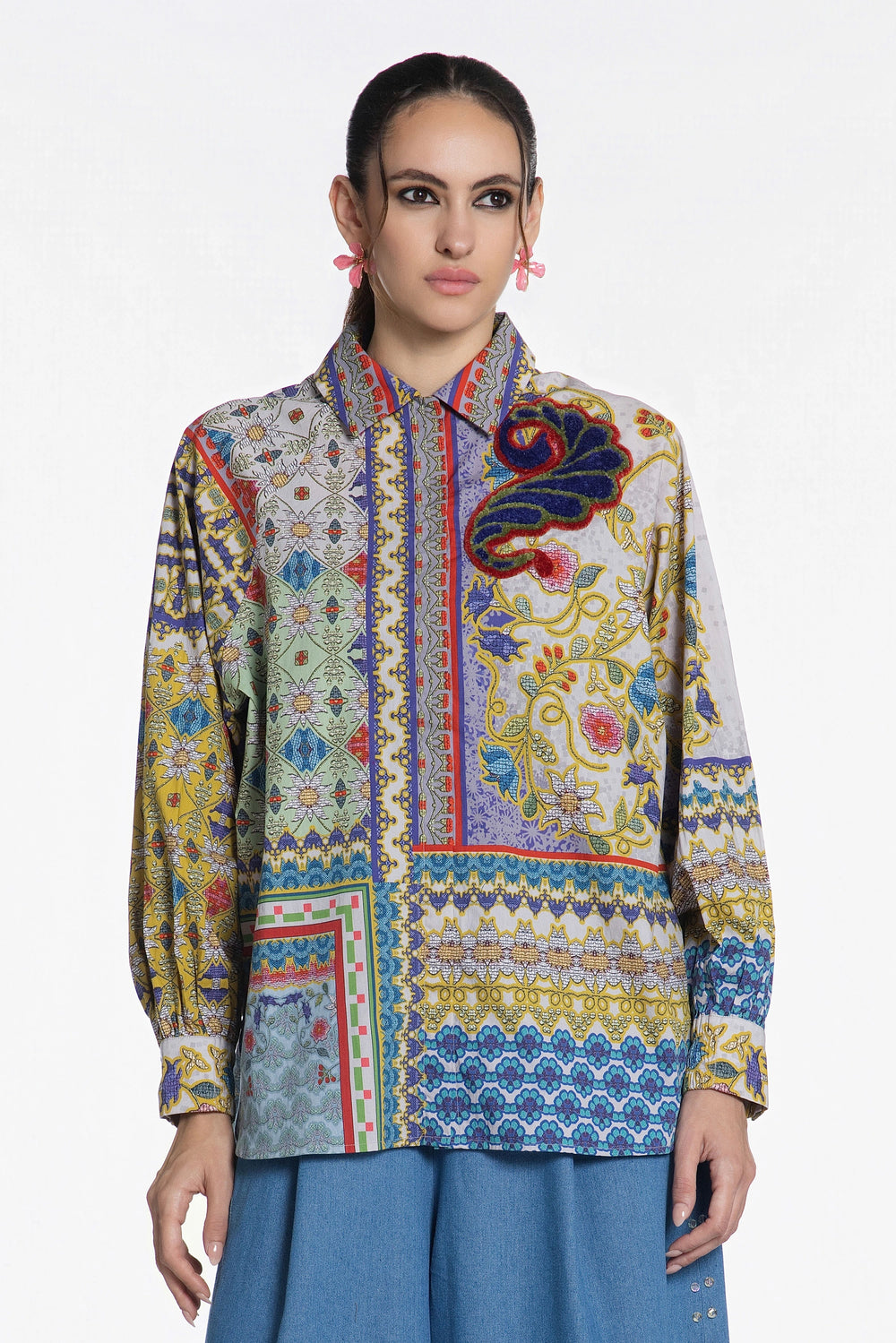 Sapphire Caravan Cotton Shirt-Shirts-Siddhartha Bansal