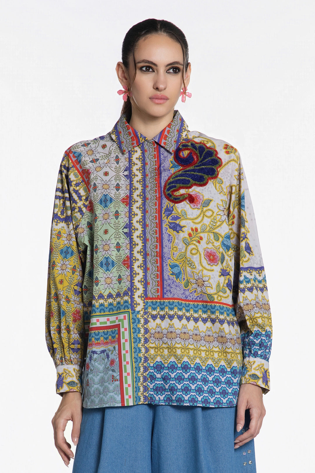 Sapphire Caravan Cotton Shirt-Shirts-Siddhartha Bansal