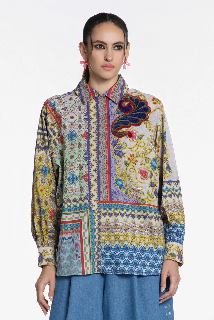 Sapphire Caravan Cotton Shirt-Shirts-Siddhartha Bansal