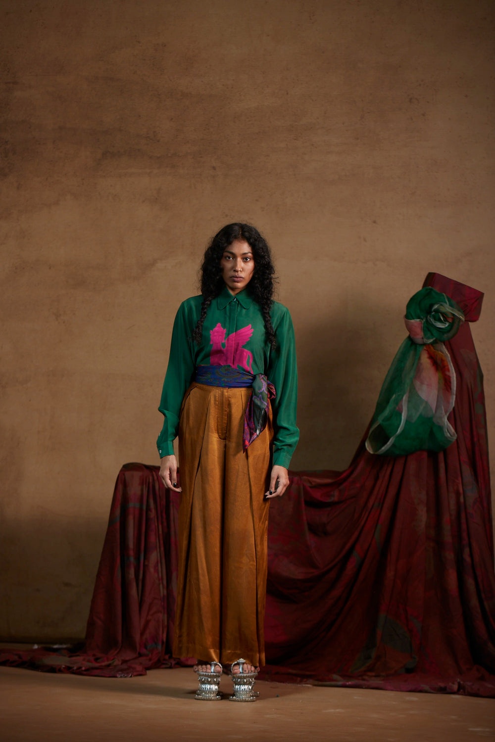 Emerald Kamdhenu Silk Shirt-Shirts-Siddhartha Bansal