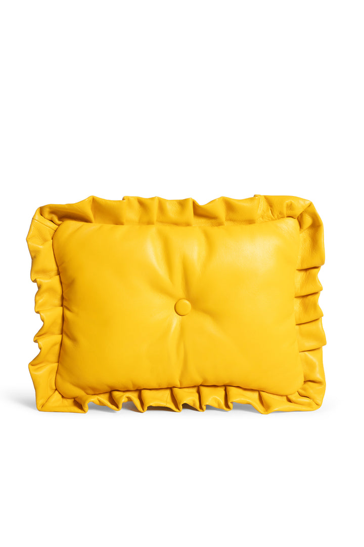 Sunshine Yellow Ruffle Cushion Clutch-Bags-Siddhartha Bansal