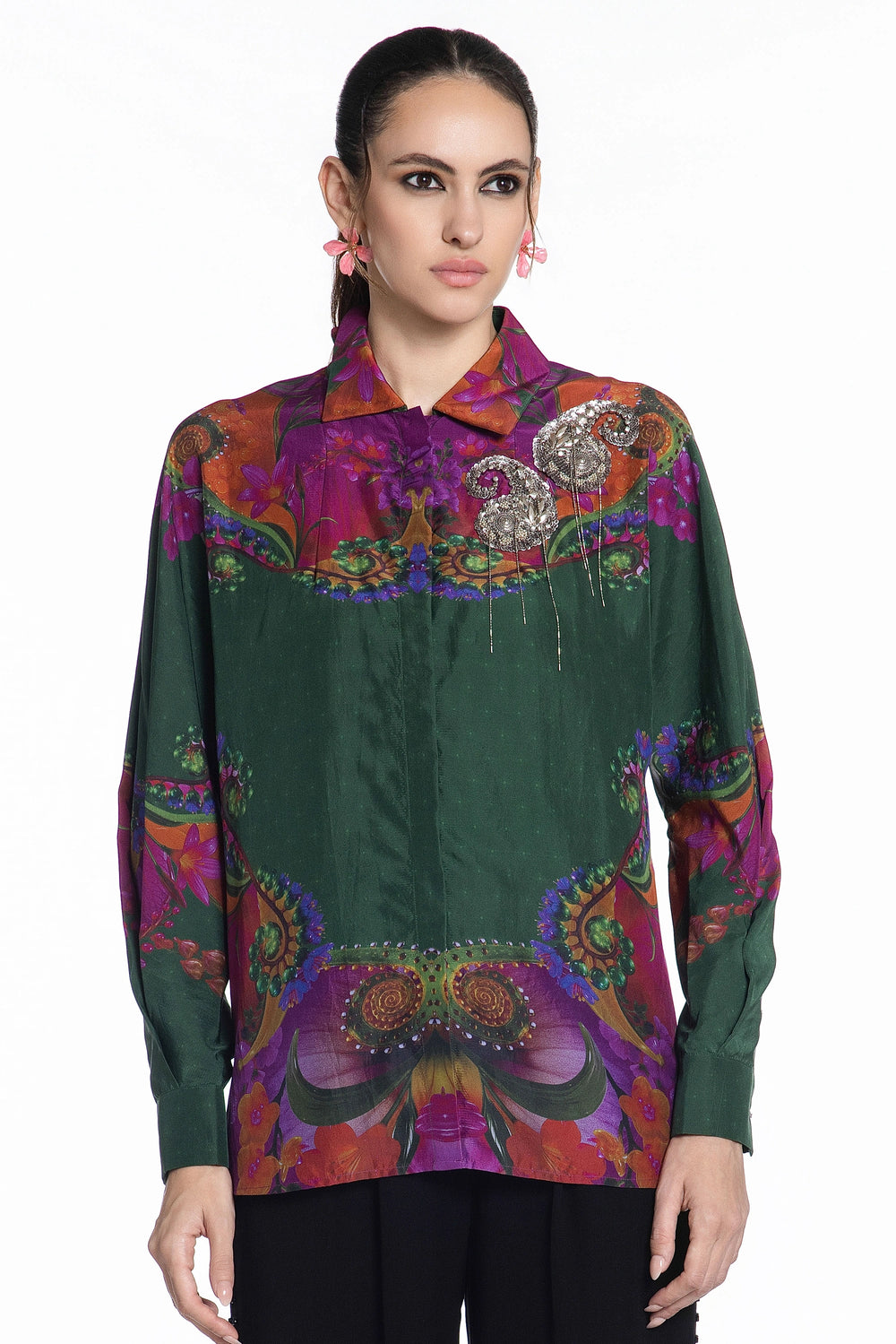 Emerald Baroque Eden Silk Shirt-Shirts-Siddhartha Bansal