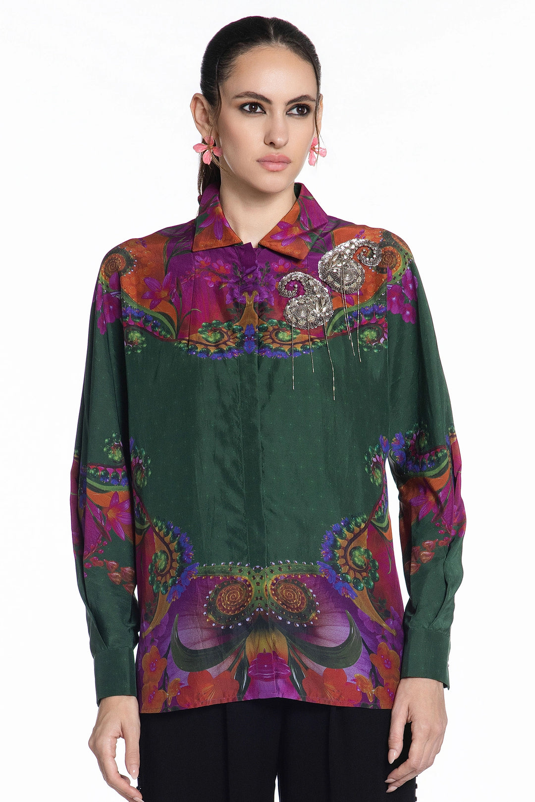 Emerald Baroque Eden Silk Shirt-Shirts-Siddhartha Bansal
