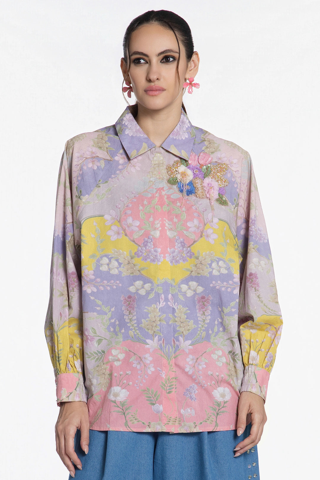 Lavender Baroque Garden Cotton Shirt-Shirts-Siddhartha Bansal