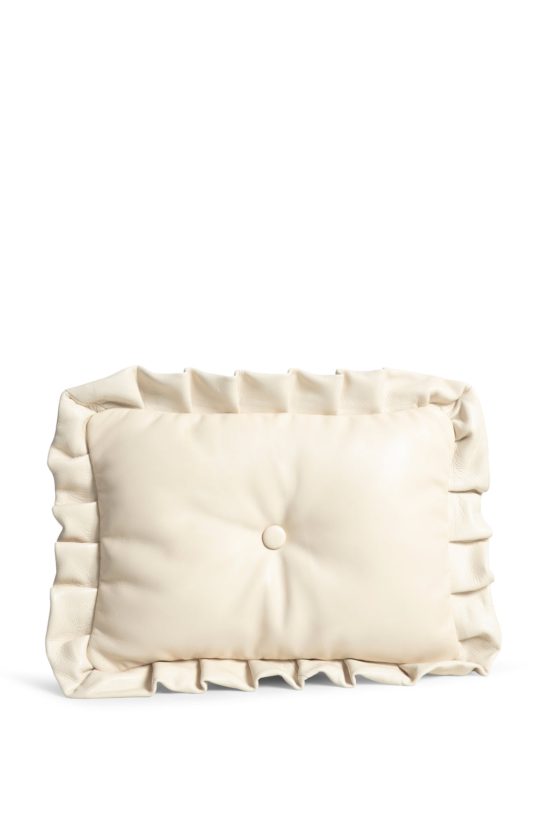 Off White Ruffle Cushion Clutch-Bags-Siddhartha Bansal