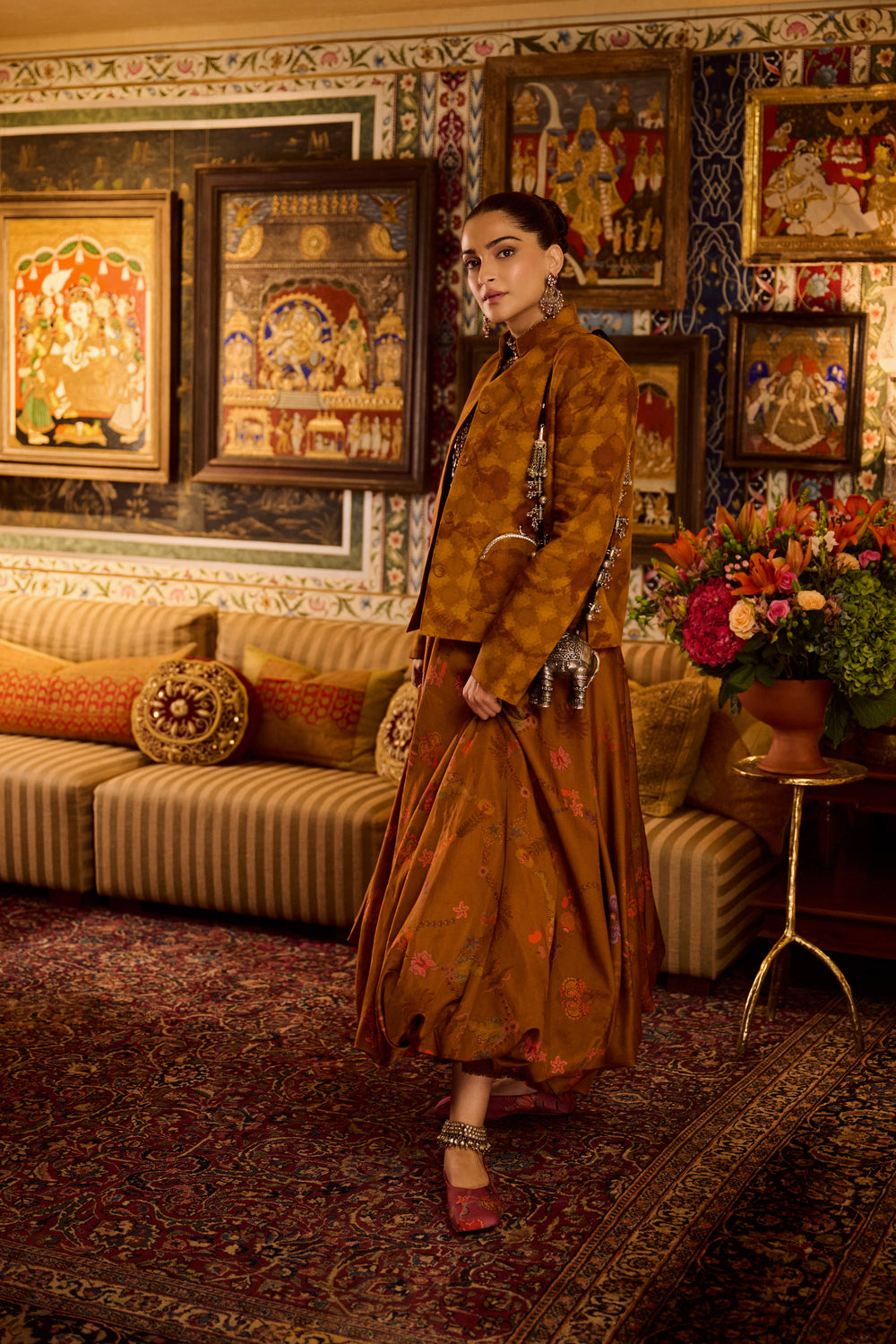 Amber Bandh Gala Jacket With Bubble Skirt-Coat-Siddhartha Bansal