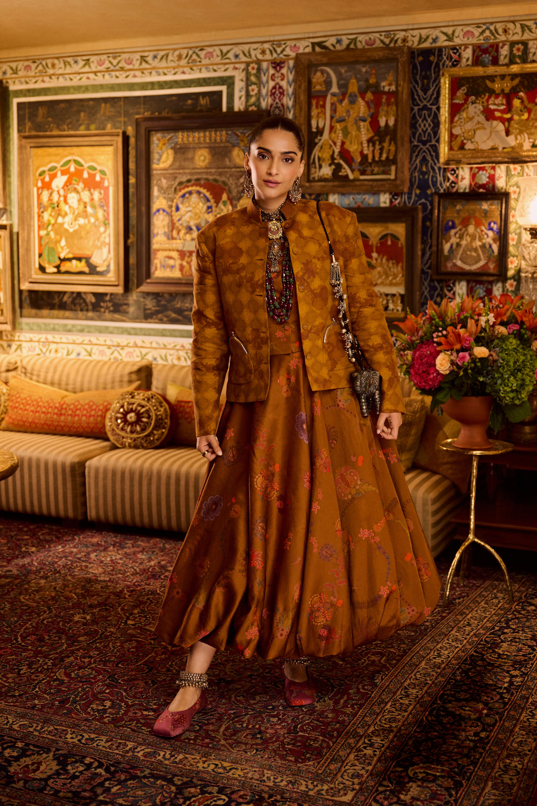 Amber Bandh Gala Jacket With Bubble Skirt-Coat-Siddhartha Bansal