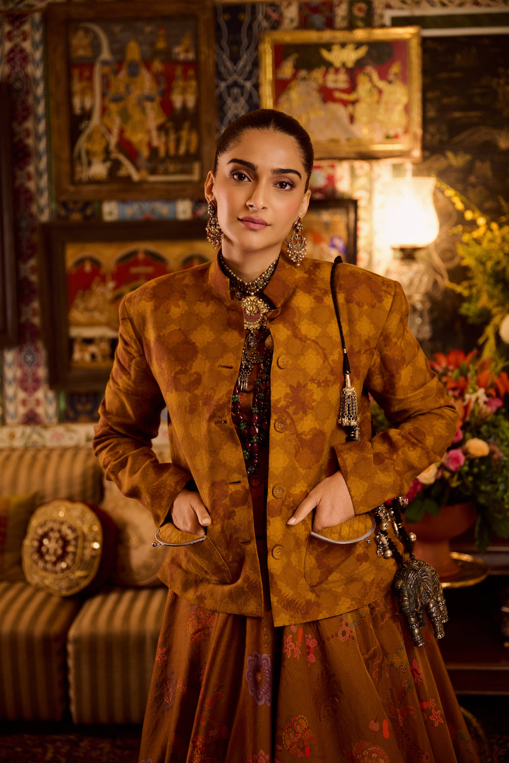 Amber Bandh Gala Jacket With Bubble Skirt-Coat-Siddhartha Bansal
