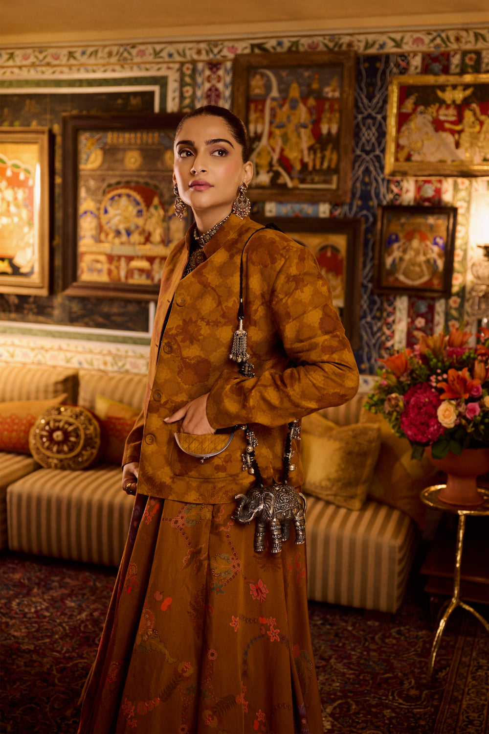 Amber Bandh Gala Jacket With Bubble Skirt-Coat-Siddhartha Bansal