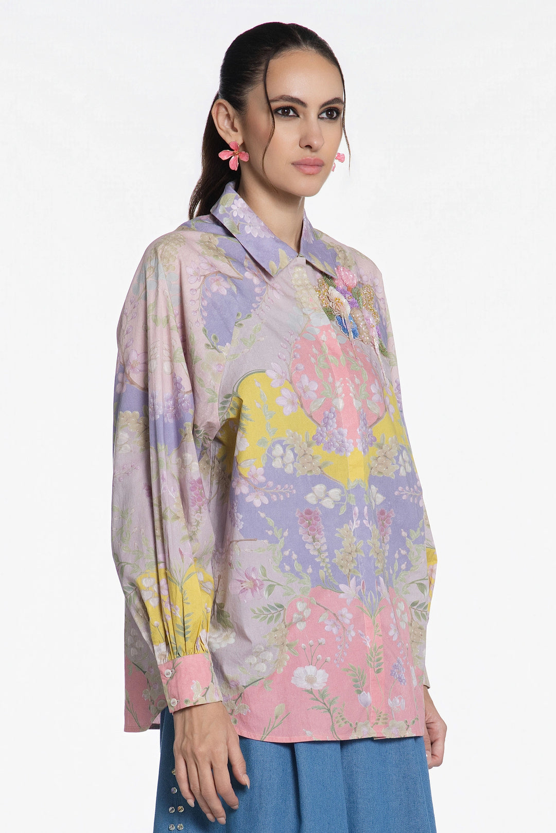 Lavender Baroque Garden Cotton Shirt-Shirts-Siddhartha Bansal