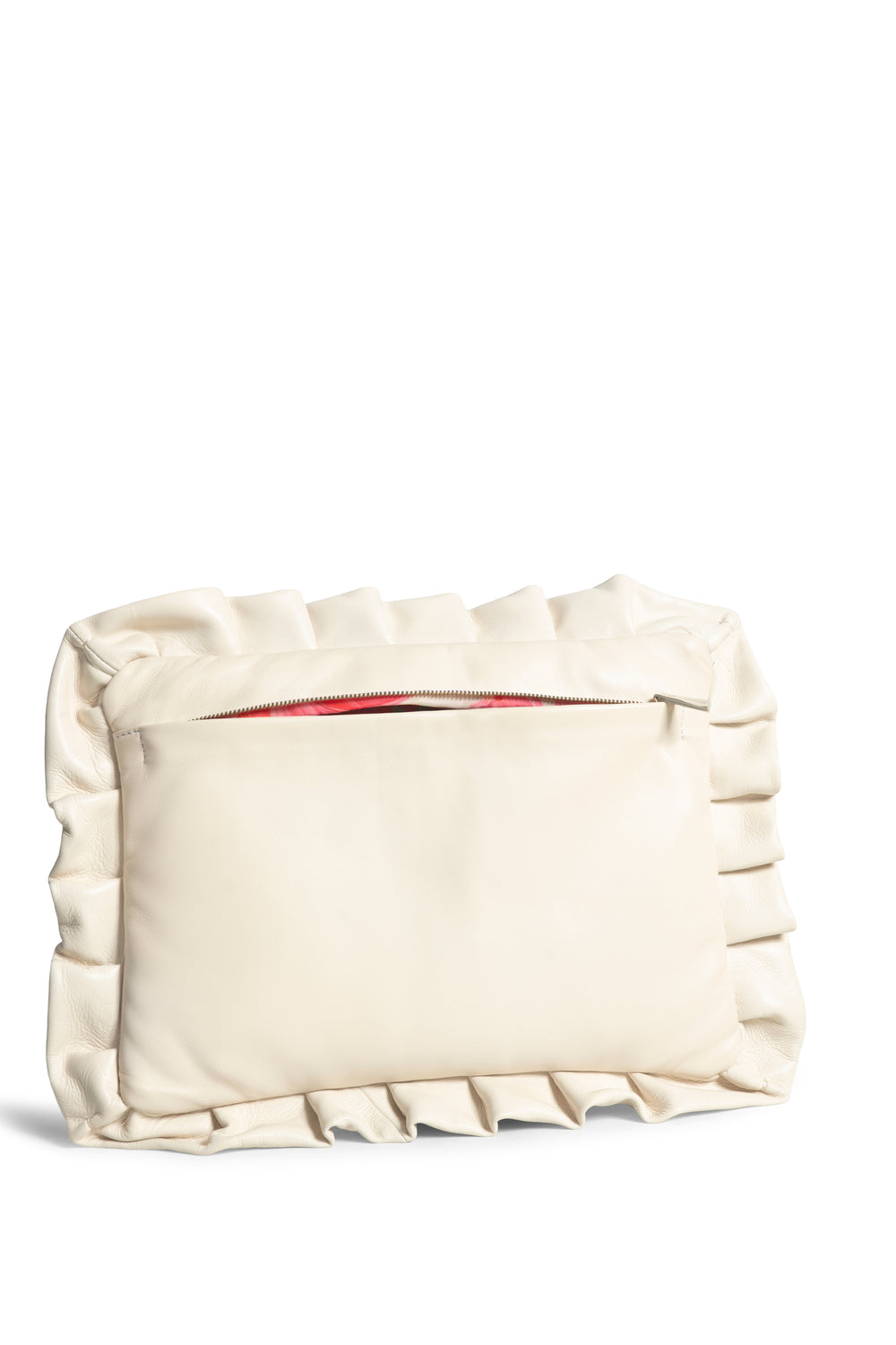 Off White Ruffle Cushion Clutch-Bags-Siddhartha Bansal