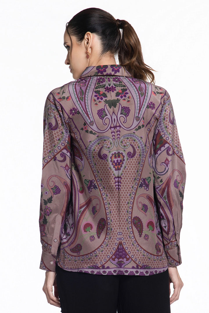 Muted Mauve Damask Silk Shirt-Shirts-Siddhartha Bansal
