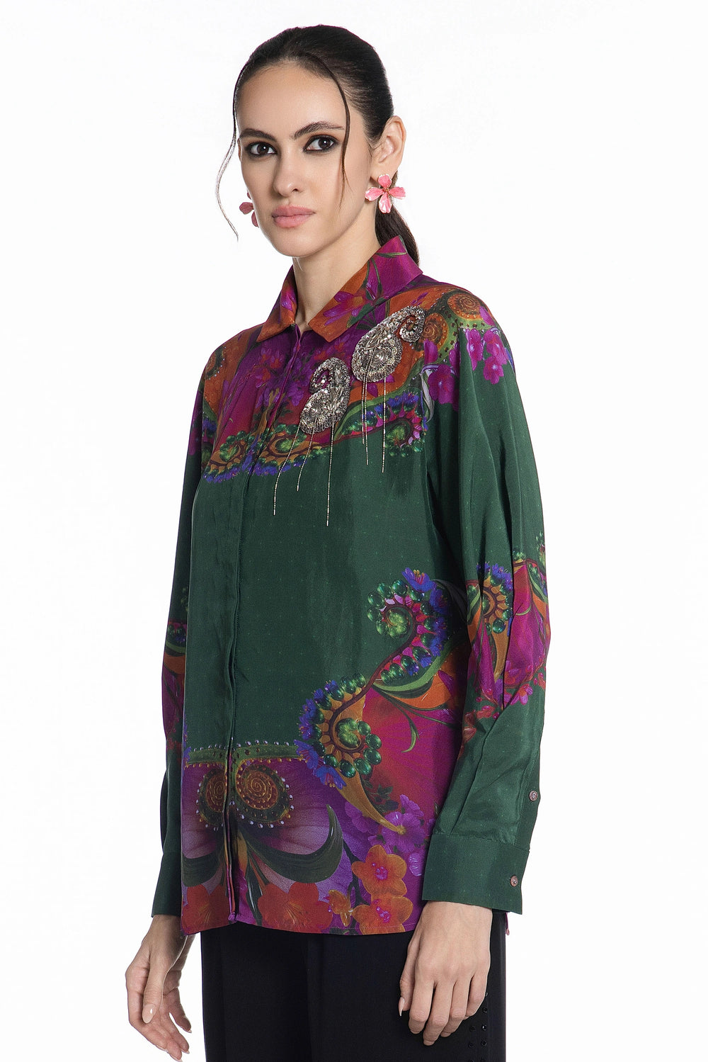 Emerald Baroque Eden Silk Shirt-Shirts-Siddhartha Bansal