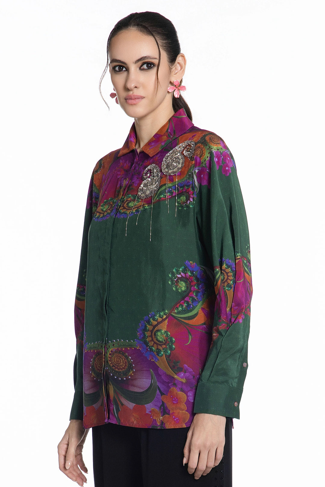 Emerald Baroque Eden Silk Shirt-Shirts-Siddhartha Bansal