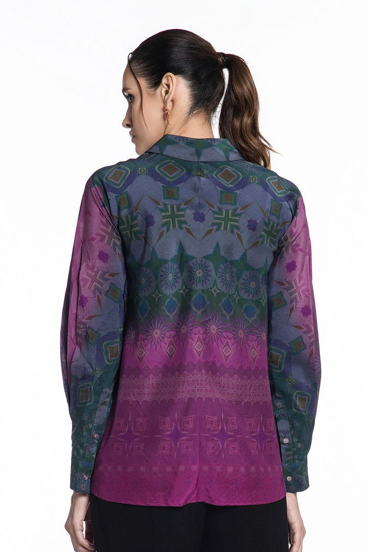 Amethyst Horizon Paisley Silk Shirt-Shirts-Siddhartha Bansal