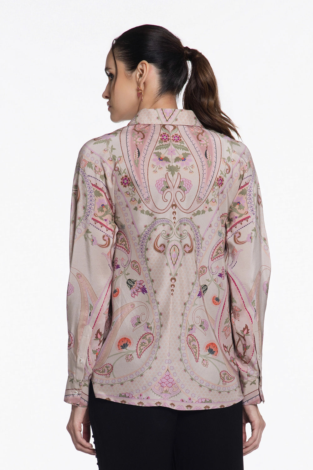 Ivory Baroque Crest Silk Shirt-Shirts-Siddhartha Bansal