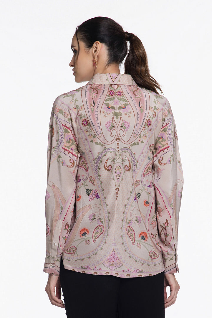 Ivory Baroque Crest Silk Shirt