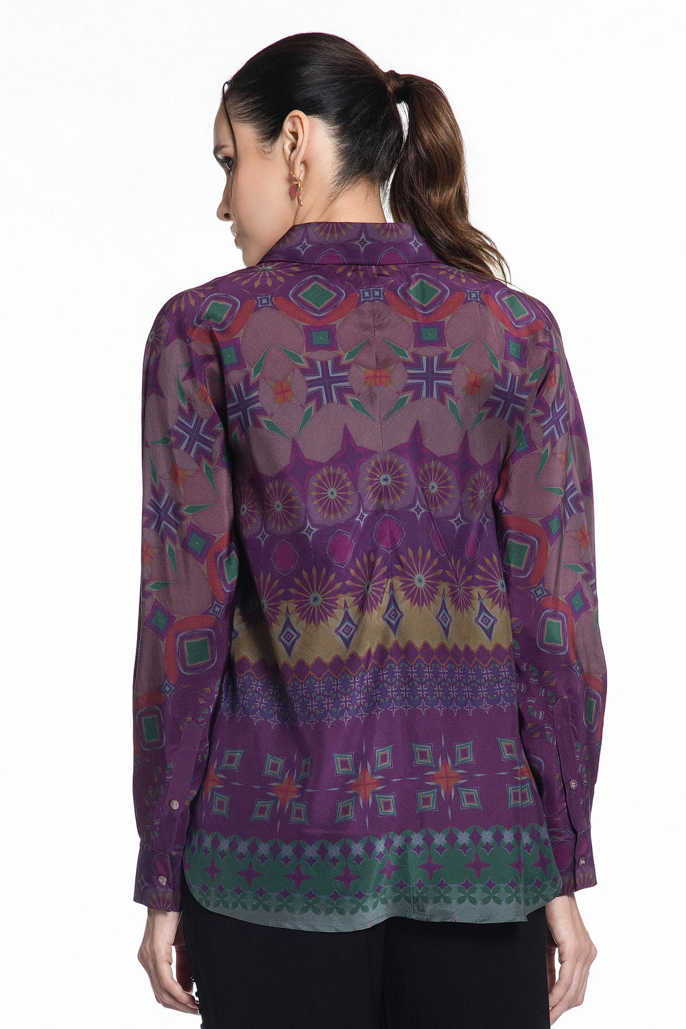 Imperial Purple Mosaic Silk Shirt-Shirts-Siddhartha Bansal