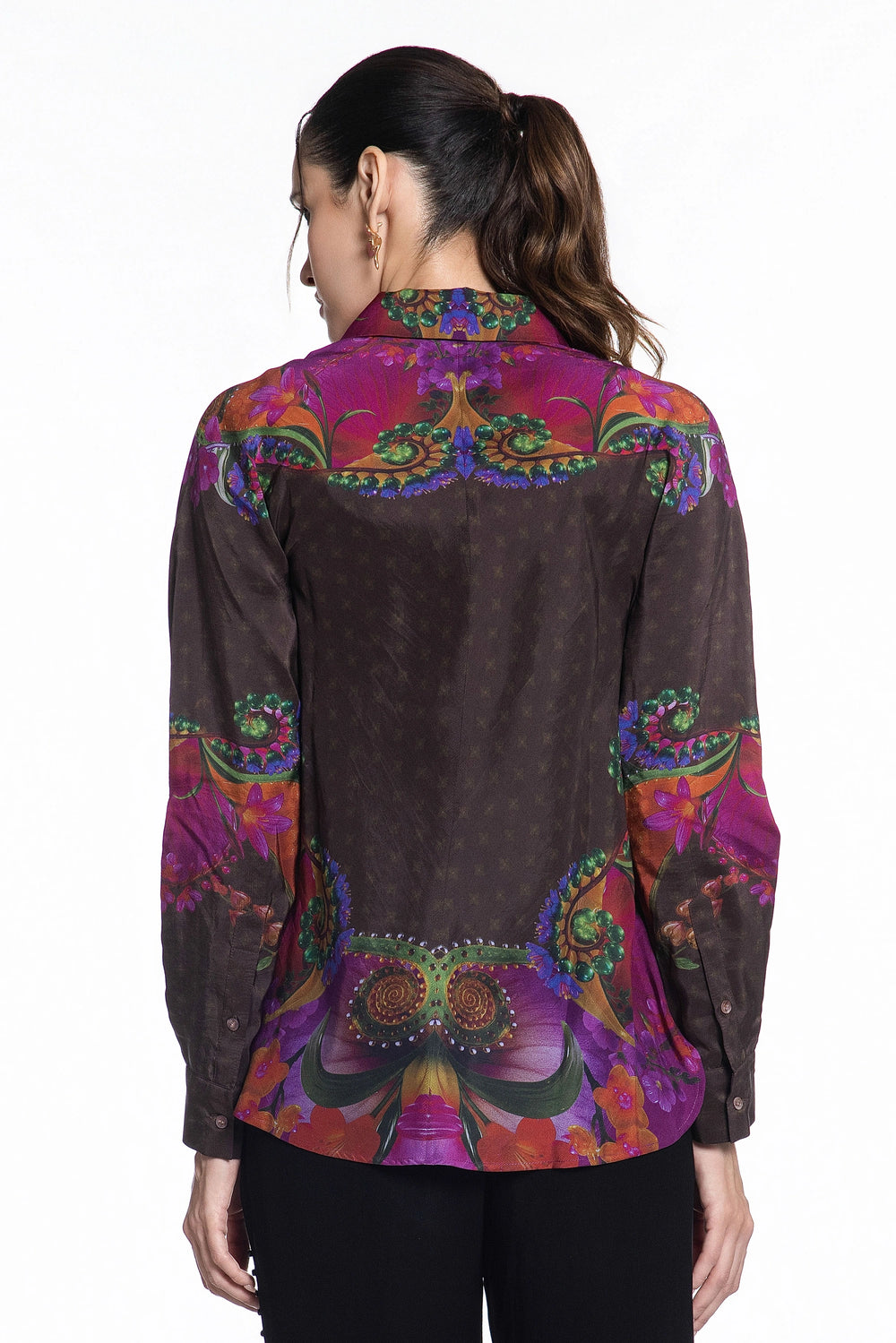 Charcoal Kaleidoscope Eden Silk Shirt-Shirts-Siddhartha Bansal
