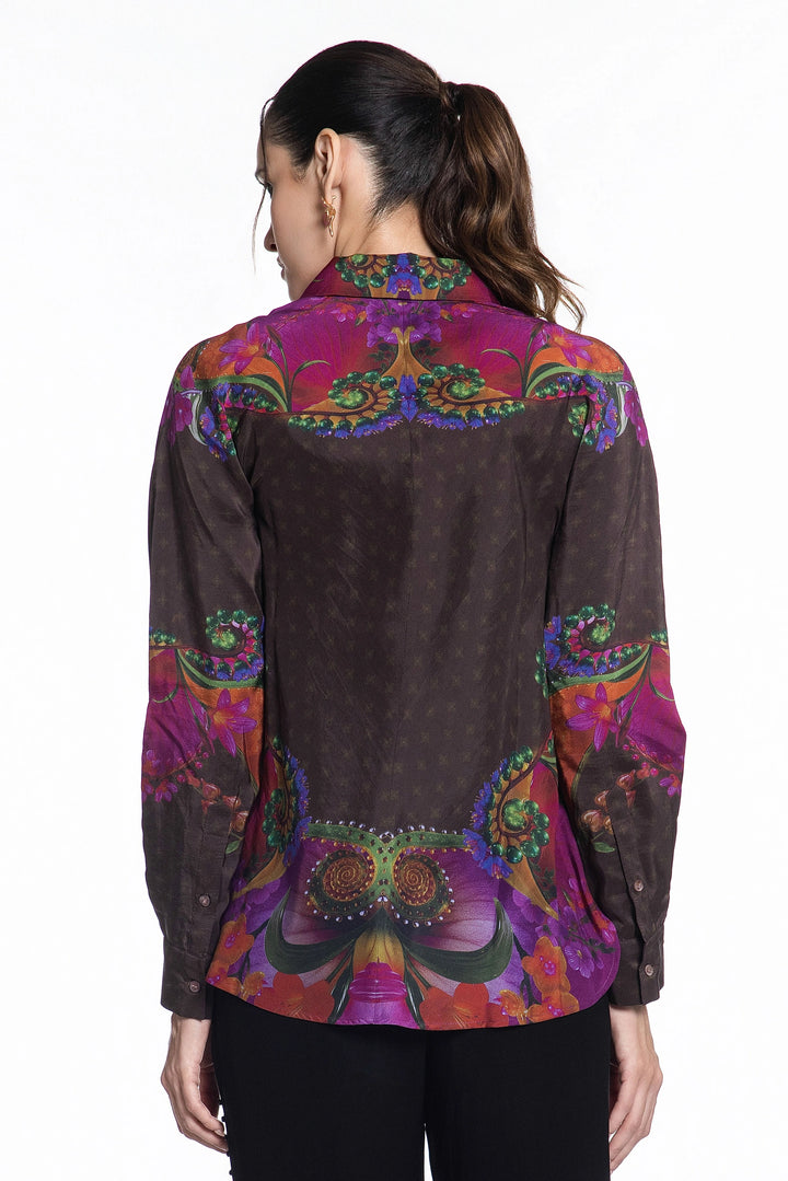 Charcoal Kaleidoscope Eden Silk Shirt-Shirts-Siddhartha Bansal