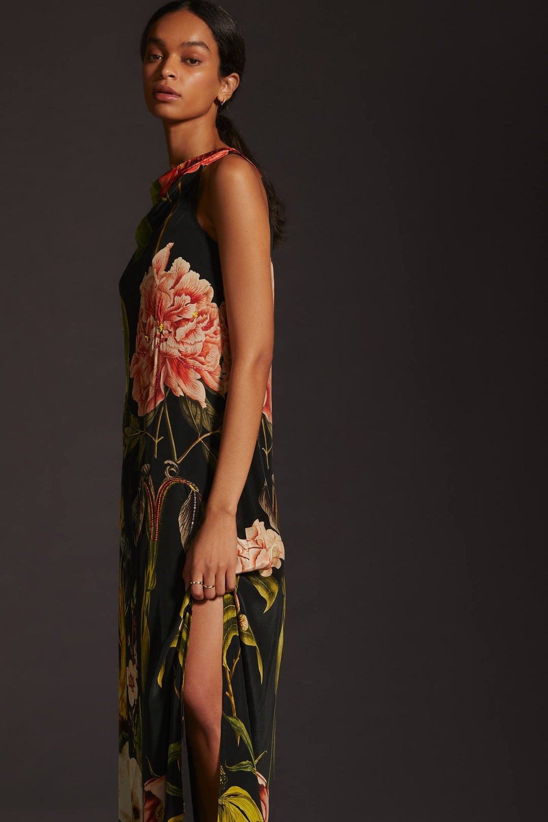 Night Bloom Embroiderd Cowl Neck Dress-Siddhartha Bansal