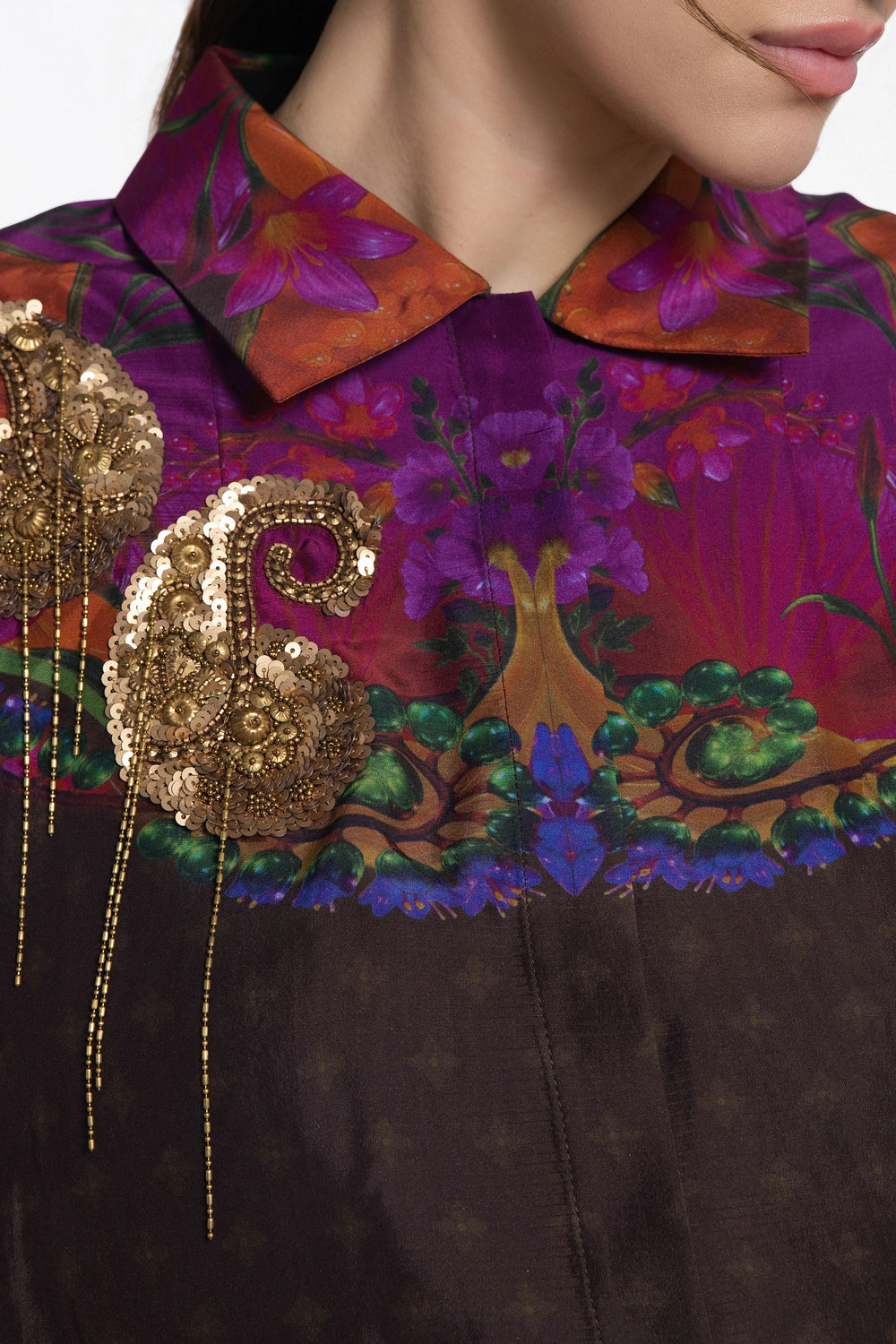 Charcoal Kaleidoscope Eden Silk Shirt-Shirts-Siddhartha Bansal