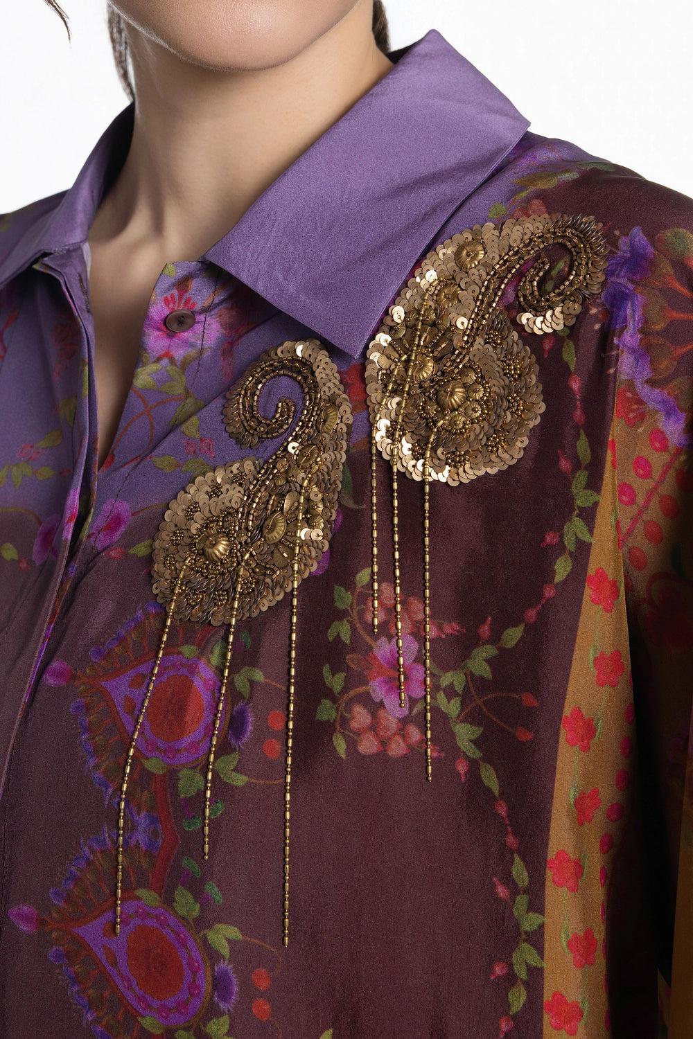 Amethyst Royal Crest Silk Shirt-Shirts-Siddhartha Bansal
