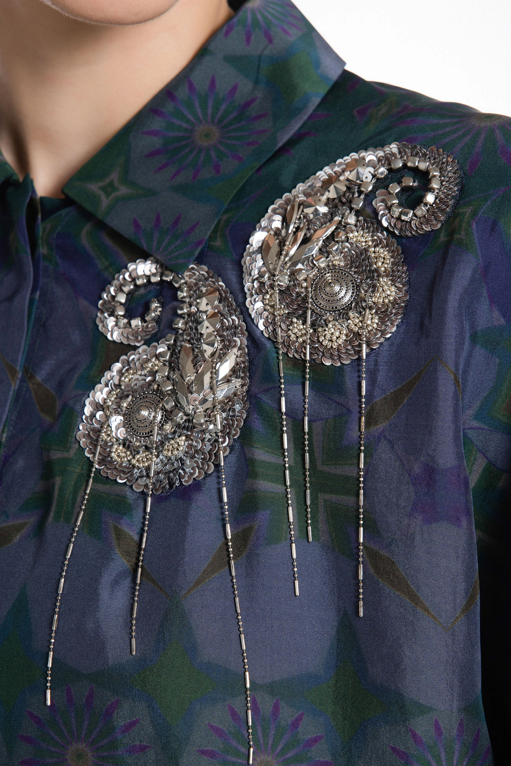 Amethyst Horizon Paisley Silk Shirt-Shirts-Siddhartha Bansal