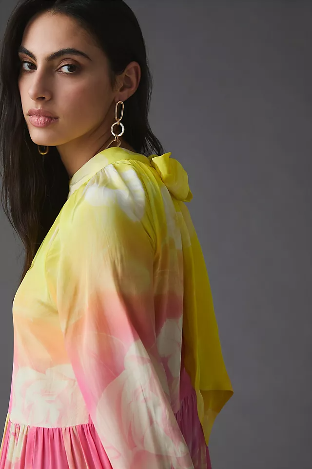 Evening Bloom Long Tiered Dress-Siddhartha Bansal