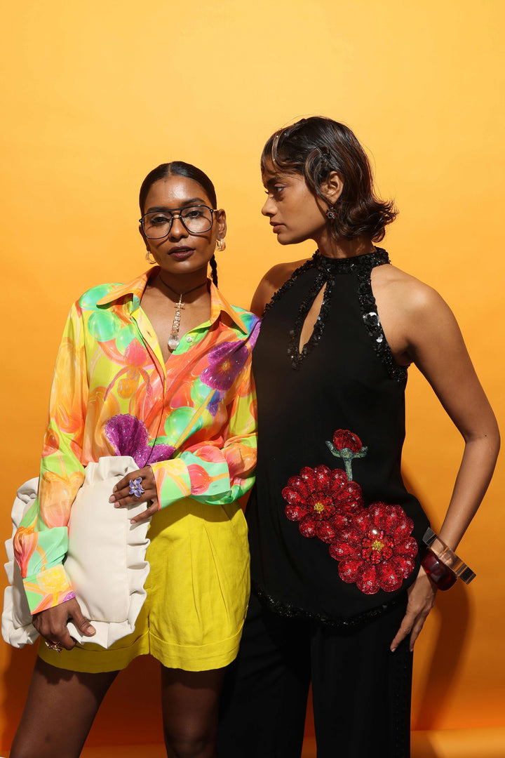 Off White Ruffle Cushion Clutch-Bags-Siddhartha Bansal