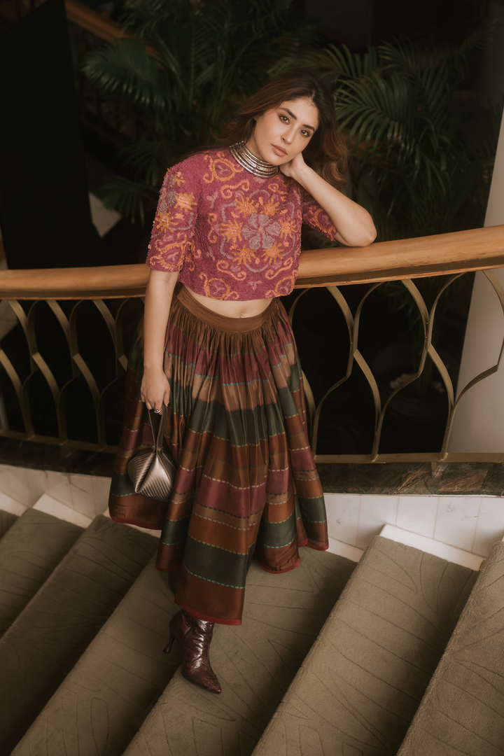 Peacock Skirt Set-co-ord set-Siddhartha Bansal