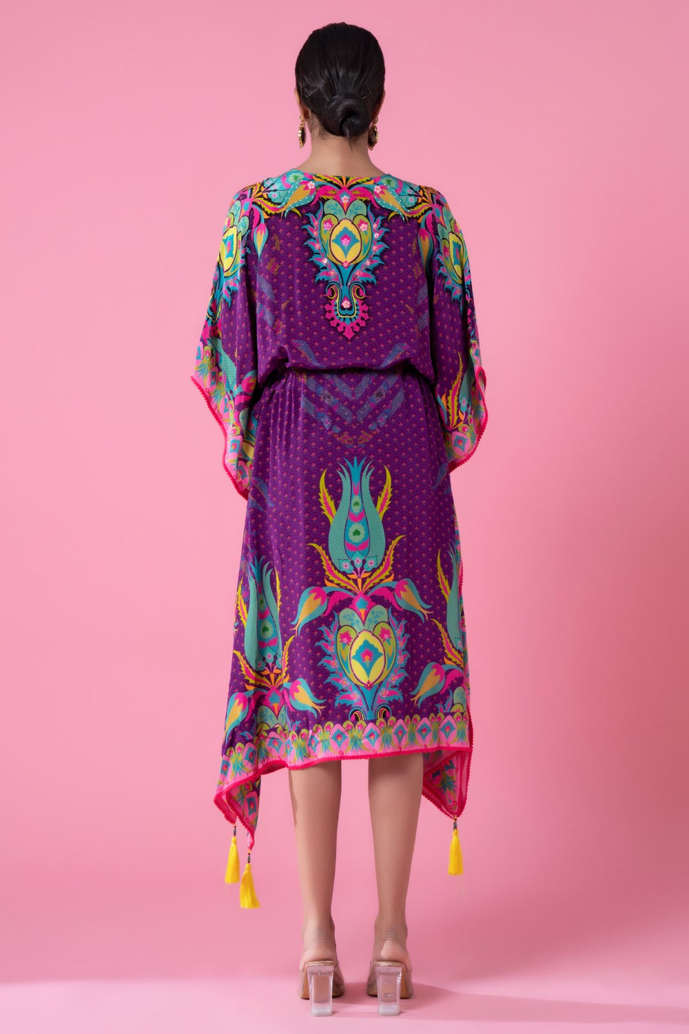 Maximum Purple Printed, Embroidred Kaftan-Siddhartha Bansal