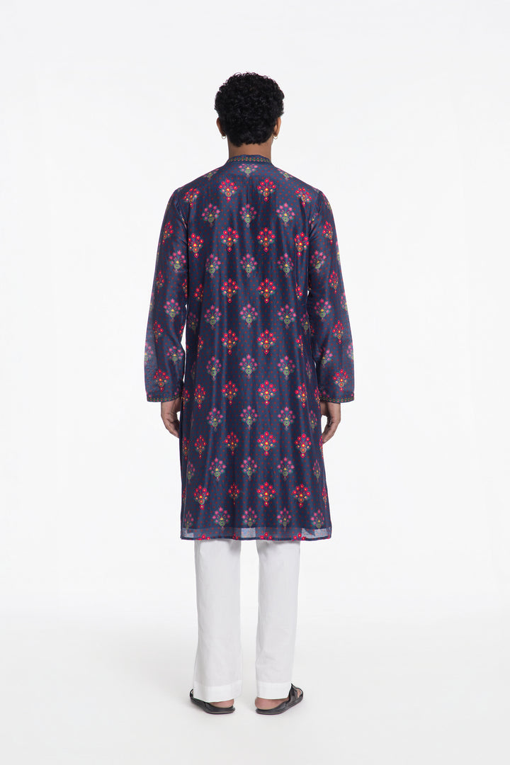 REGAL BANDA COLLAR EMBROIDERED KURTA-Kurta-Siddhartha Bansal
