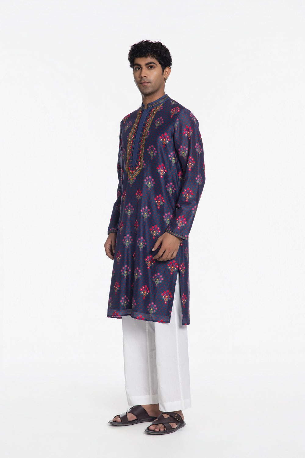 REGAL BANDA COLLAR EMBROIDERED KURTA-Kurta-Siddhartha Bansal