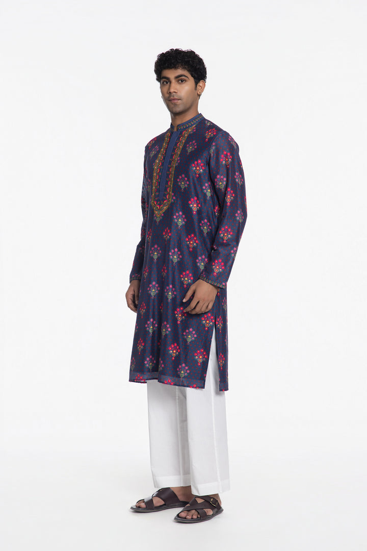REGAL BANDA COLLAR EMBROIDERED KURTA-Kurta-Siddhartha Bansal
