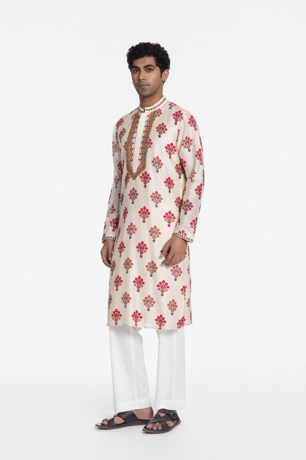 IVORY PETAL EMBROIDERED KURTA-Kurta-Siddhartha Bansal