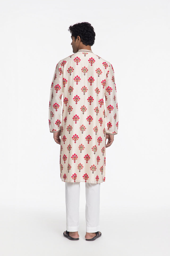 IVORY PETAL EMBROIDERED KURTA-Kurta-Siddhartha Bansal