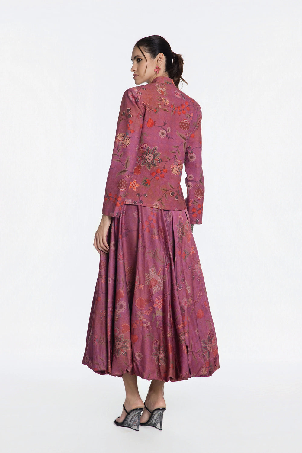 Pink Bandh Gala Jacket With Bubble Skirt-Skirt-Siddhartha Bansal