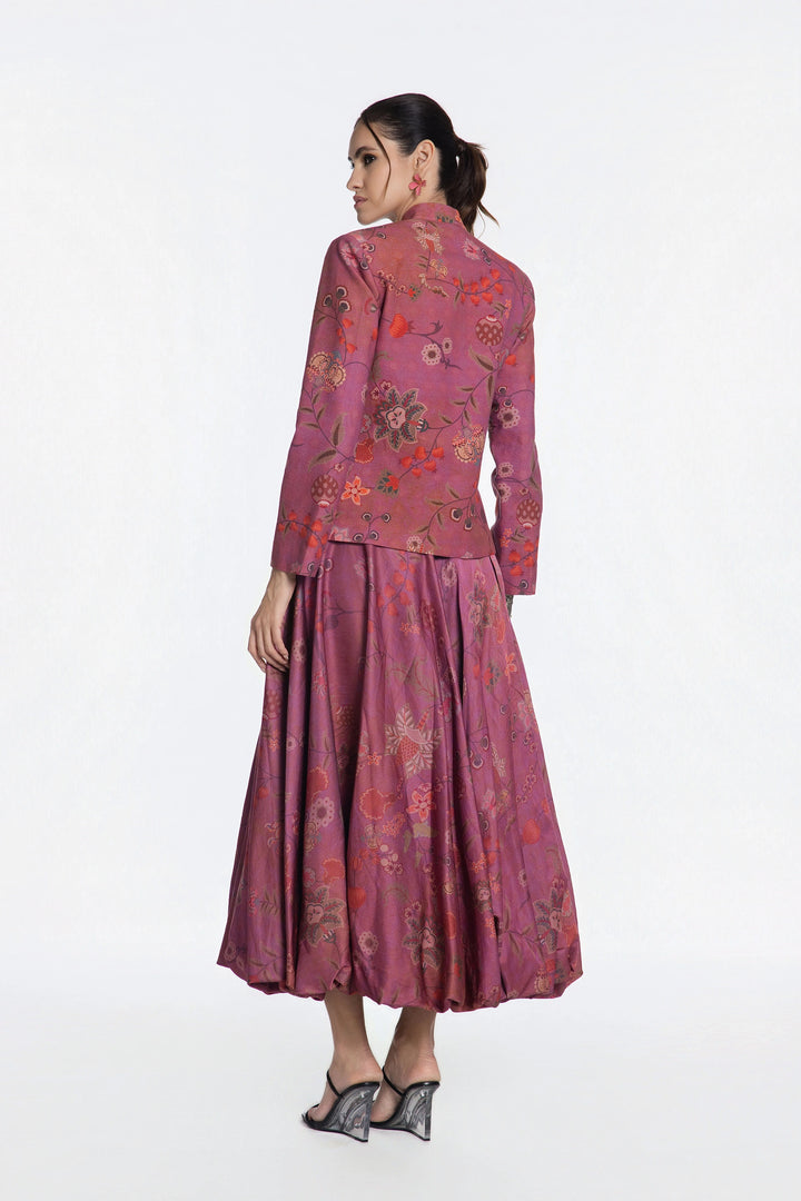 Pink Bandh Gala Jacket With Bubble Skirt-Skirt-Siddhartha Bansal