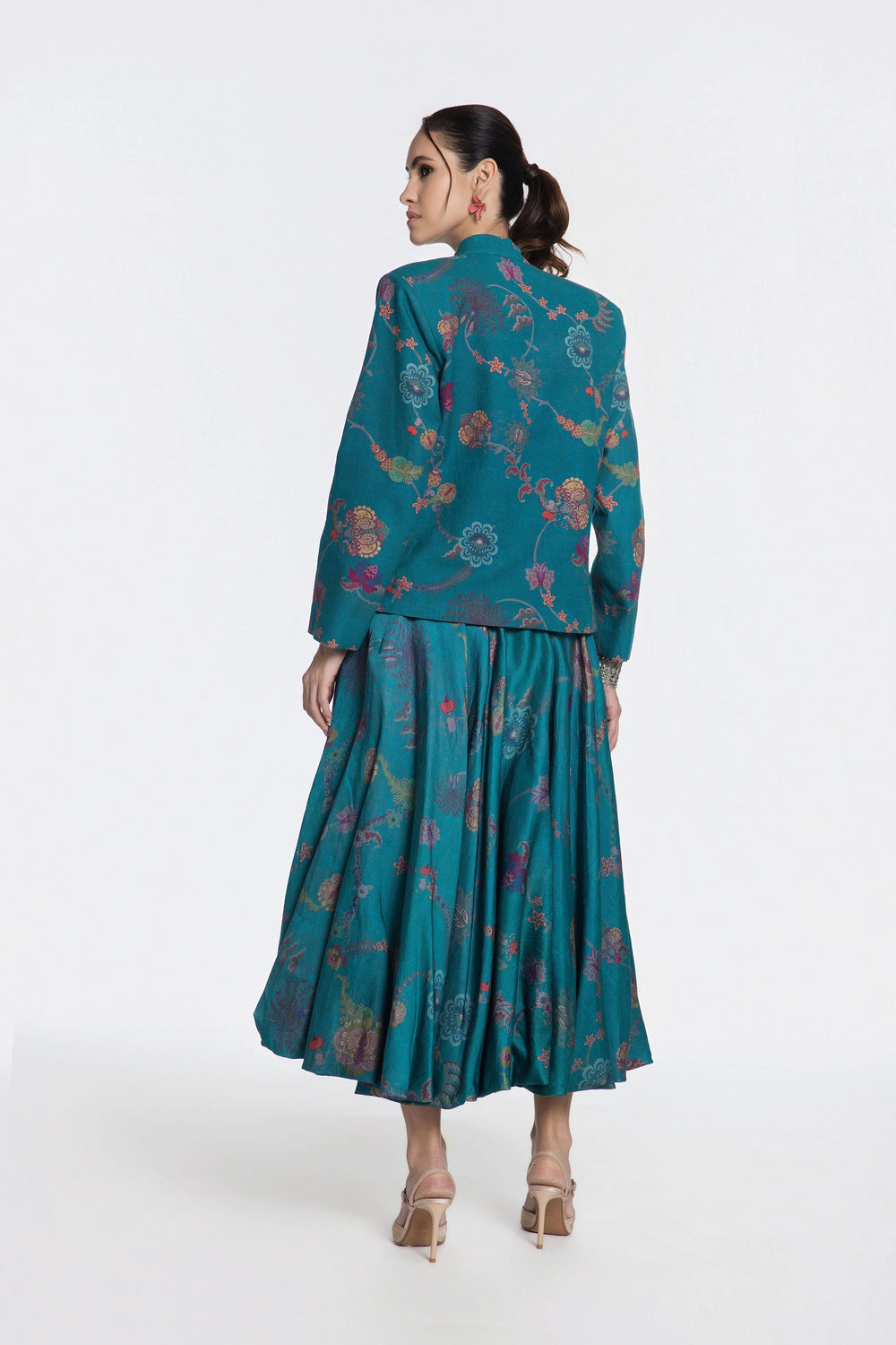 Amber Bandh Gala Jacket With Bubble Skirt-Skirt-Siddhartha Bansal
