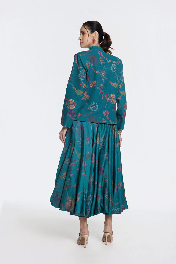 Amber Bandh Gala Jacket With Bubble Skirt-Skirt-Siddhartha Bansal