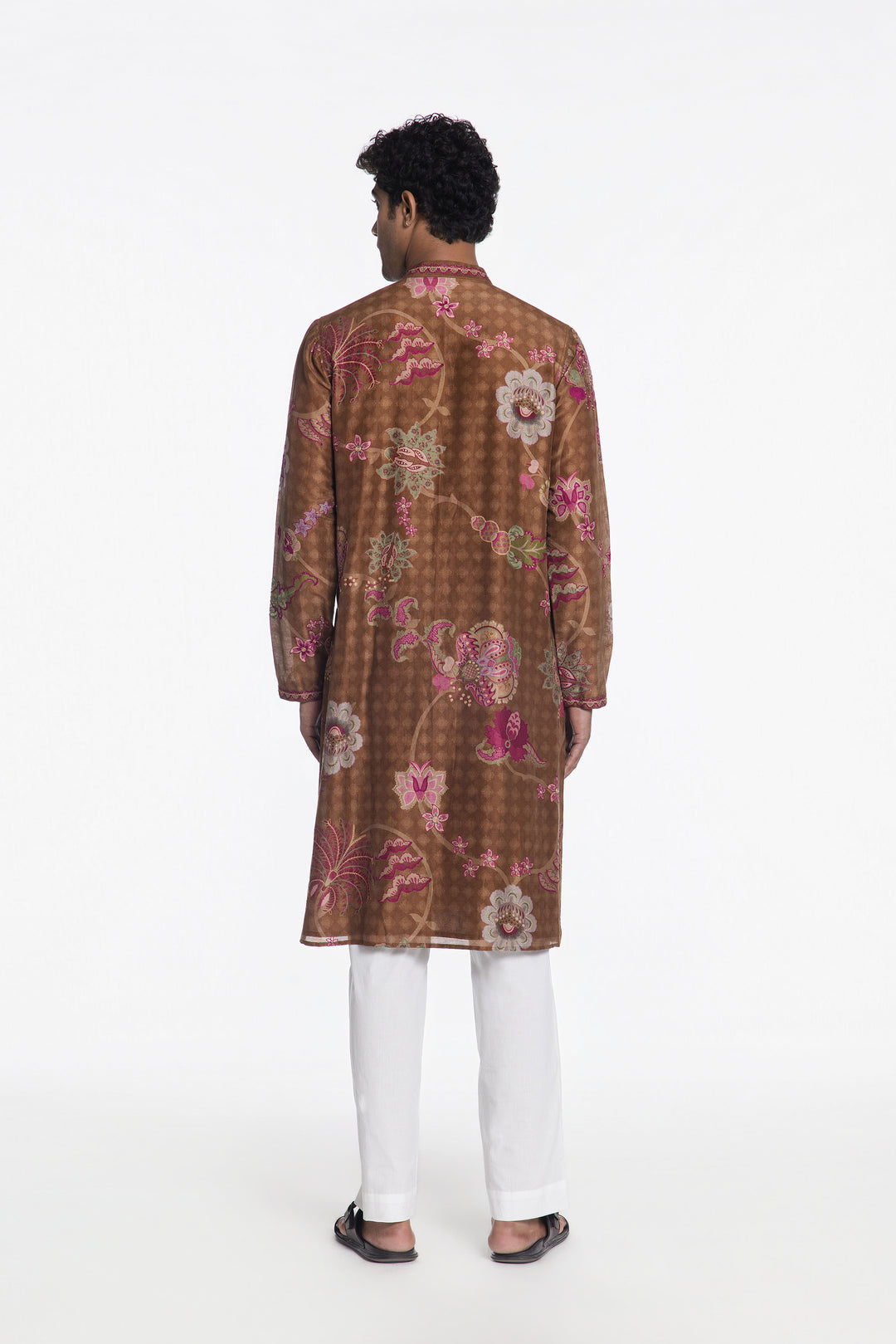 AMBER BROWN RANGREZ ROYALE EMBROIDERED KURTA-Kurta-Siddhartha Bansal