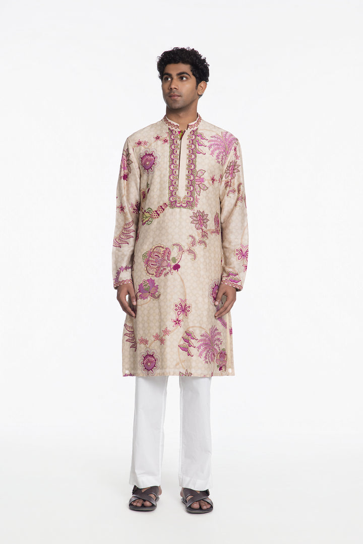 PINK PETAL RUHANI EMBROIDERED KURTA-Kurta-Siddhartha Bansal