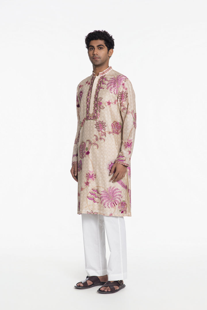PINK PETAL RUHANI EMBROIDERED KURTA-Kurta-Siddhartha Bansal