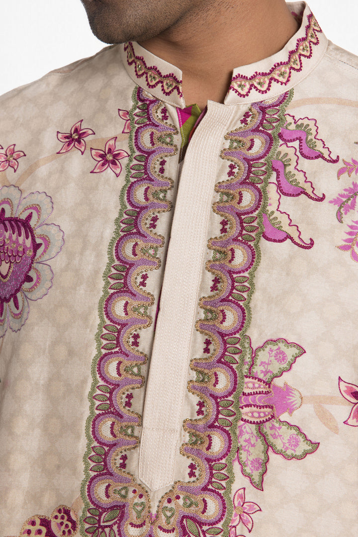PINK PETAL RUHANI EMBROIDERED KURTA-Kurta-Siddhartha Bansal