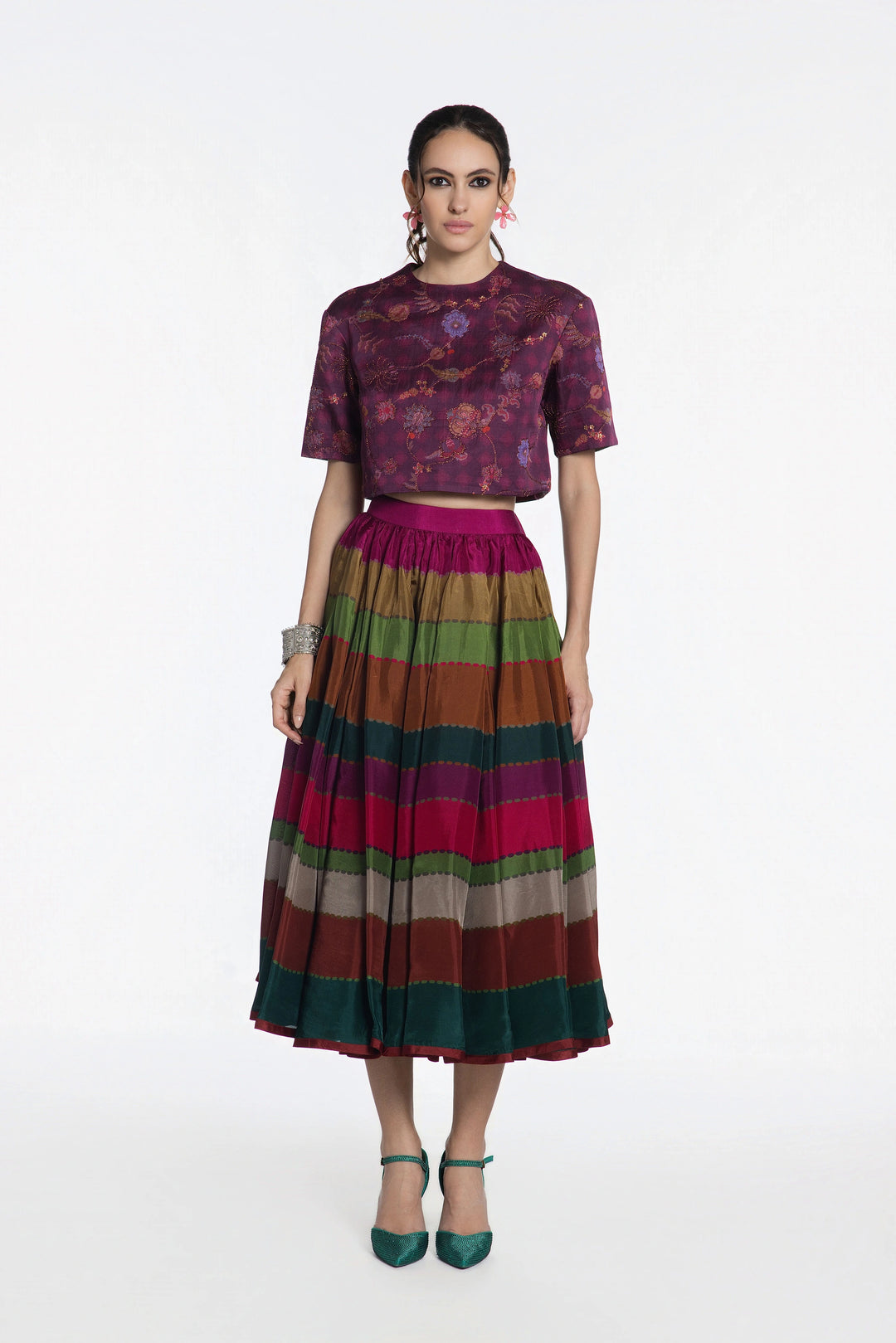Purple Peacock Skirt Set-Skirt-Siddhartha Bansal
