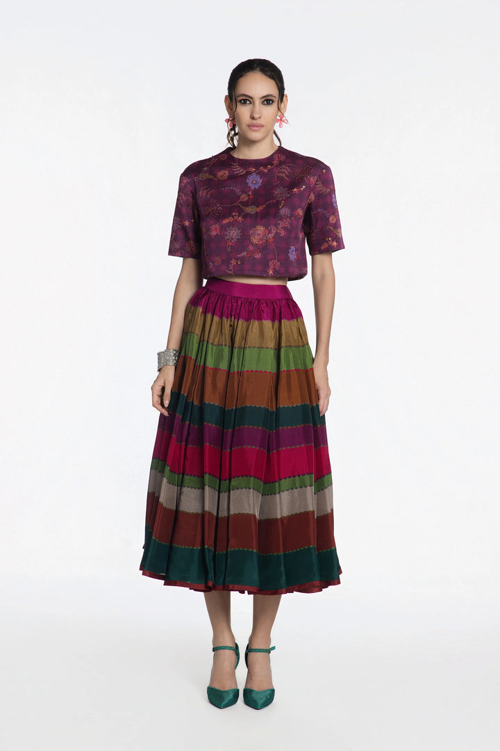Purple Peacock Skirt Set-Skirt-Siddhartha Bansal